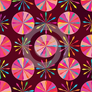 Circle arrow style pink symmetry seamless pattern