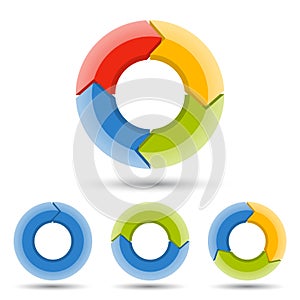 Circle arrows 3D infographic, cycle diagram, graph, presentation chart. Business concept with 1, 2, 3, 4 options, parts