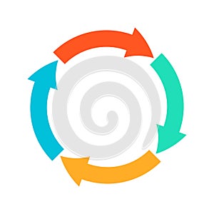 Circle arrows. Cycle diagram with 4 arrows. Infographic template for circular chart. Vector illustration.