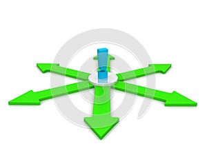Circle of arrows in 3D photo