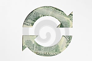 Circle arrows made of dollar banknotes - Money circulation conc photo