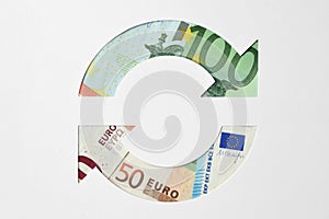 Circle arrows made of euro banknotes - Money circulation concep photo