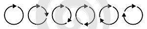 Circle arrows set, loading symbols, arrow recycle, using recycled resources, refresh signs isolated, spinning loading symbol, redo