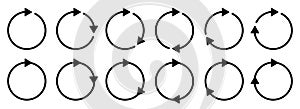 Circle arrows set, loading symbols, arrow recycle, using recycled resources, refresh signs isolated, spinning loading symbol, redo