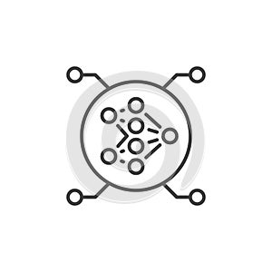Circle with Artificial Neural Network vector concept thin line icon
