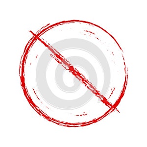 Circle backslash empty brush vector prohibition sign. No symbol, do not sign, circle backslash symbol isolated on white photo