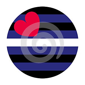 Circle badge Leather pride flag vector illustration. LGBTQ+ community. Fetish flag leather community.