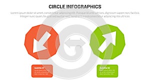 circle base infographics template diagram banner with up and down arrows and 2 point step creative design
