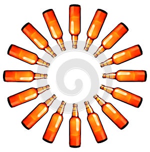 Circle of beer bottles