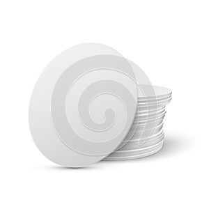 Circle beermat, bierdeckel isolated on white background with shadow