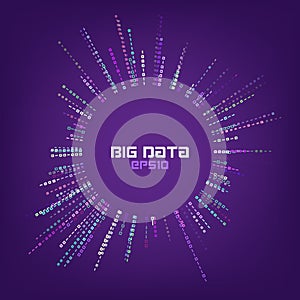 Circle bigdata abstract vector background. Digital columns of information. Big data concept