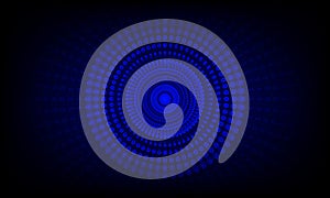 Circle of the binary number on the dark blue abstract technical background