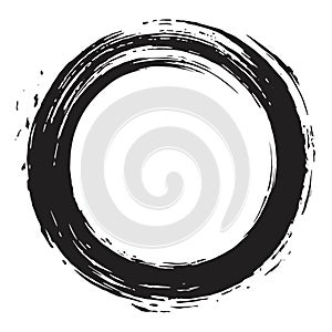 Circle Black Enso Zen Vector Brush photo