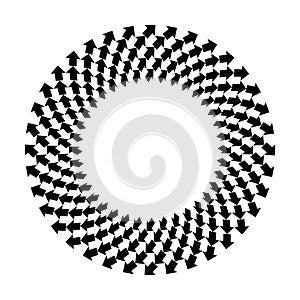 Circle Black and White Arrows Pattern. Round Frame