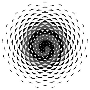 Circle black and white morphing triangle halftone grid gradient pattern geometric background.