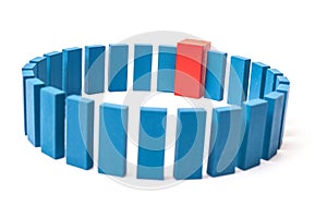 Circle of blue blocks with single red one