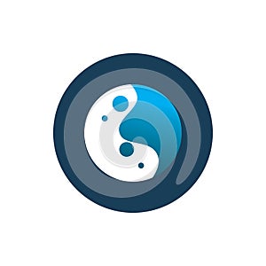 Circle blue color line aqua water splash spin logo design
