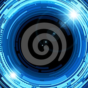 Circle blue gradient digital cyberspace datum geometric hi tech flow background template vector