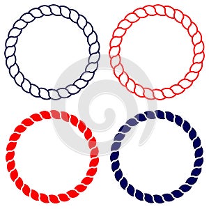 Circle blue and red rope vector line art isolated