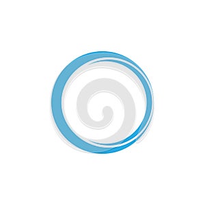 Circle blue ring 3d flat logo vector