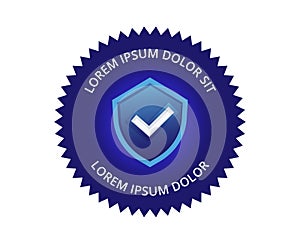 Circle blue Shield checklist  Logo Badge