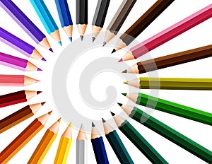 Circle border with color pencils around