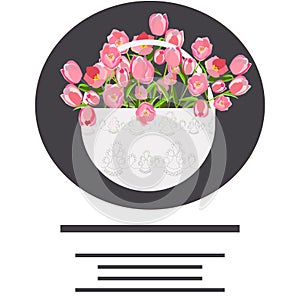 Tulips in basket flat hand drawn.