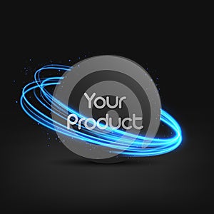 Circle Branding Mockup with Protecting Blue Light Stream, easy to edit in separate layers, packaging advertisement. Vector illustr