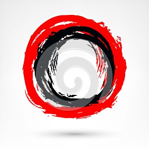 Circle brush stroke. Black and red brushstroke