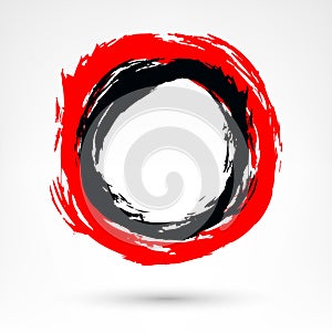 Circle brush stroke. Black and red brushstroke