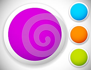 Circle button, badge blank backgrounds in four color