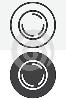 Circle button vector icon set in line and solid style