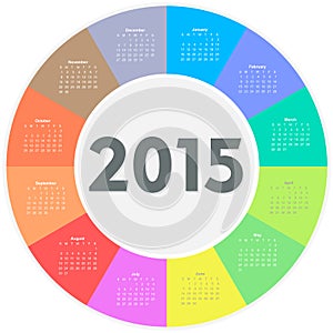 Circle calendar for 2015 year