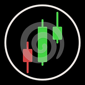 Circle with Candlestick Chart inside vector Analytics colored icon or symbol