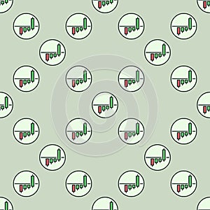 Circle with Candlestick Chart vector colored seamless pattern