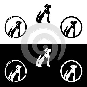 Circle cat and dog animal vector logo design