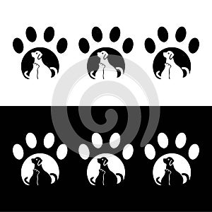 Circle cat and dog animal vector logo design