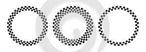 Circle checker frames. Round chess borders.