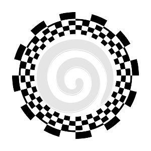 Circle Checkerboard Frame, Spiral Design Border Pattern, Copy Space, Isolated on white