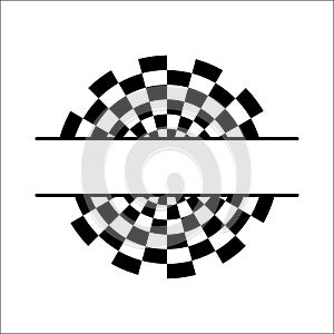 Circle Checkered Flag Pattern Split Frame Monogram Design