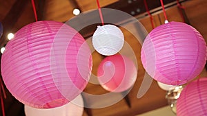 Circle Chinese paper lantern pendent swaying with the wind