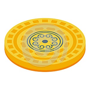 Circle cipher icon, isometric style