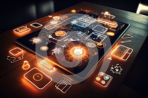 circle circuit blue background futuristic technology generative ai