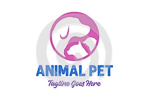 Circle Circular Dog Cat Bird for Pet Doctor Clinic or Store Logo