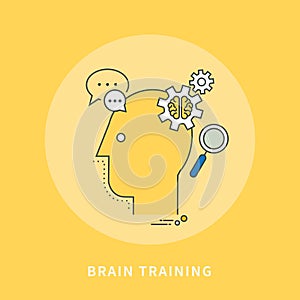 Circle color line flat design of brain trainning, modern illustration