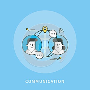 Circle color line flat design of communication, modern illustration