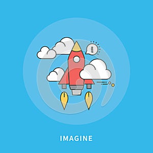 Circle color line flat design of imagine, modern illustration