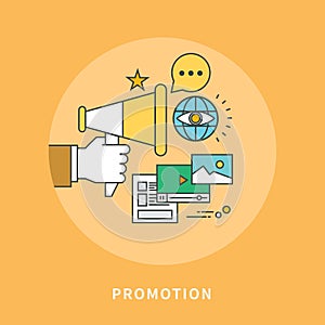 Circle color line flat design of promotion, modern illustration