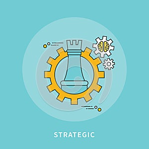 Circle color line flat design of strategic business, modern illustration