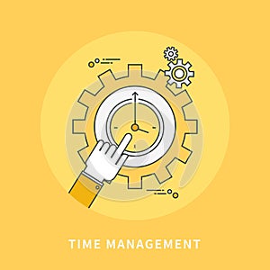 Circle color line flat design of time management, modern illustration